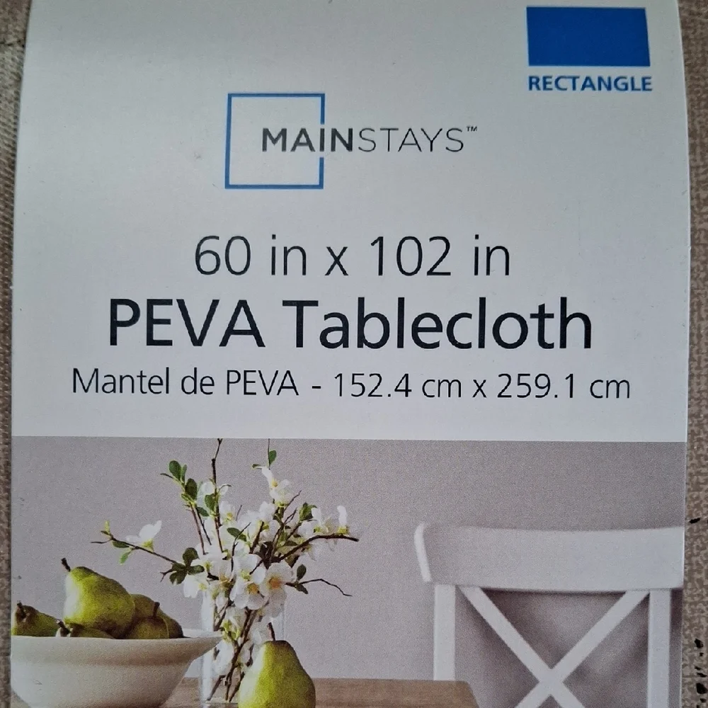 Mainstays Natural PEVA Tablecloth and Protector Set